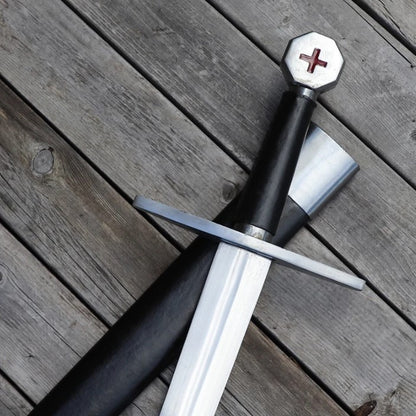 Knights of Templar Sword Hand Forged High Carbon Steel Decorative Reenactment Crusader Sword with Scabbard