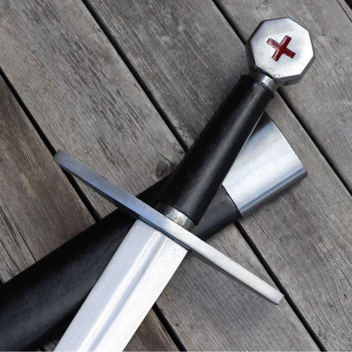 Knights of Templar Sword Hand Forged High Carbon Steel Decorative Reenactment Crusader Sword with Scabbard