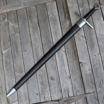 Knights of Templar Sword Hand Forged High Carbon Steel Decorative Reenactment Crusader Sword with Scabbard