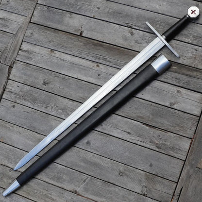 Knights of Templar Sword Hand Forged High Carbon Steel Decorative Reenactment Crusader Sword with Scabbard