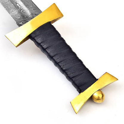 Damascus Sword, Handmade Damascus Steel Battle Sword, Viking Sword with Leather Sheath