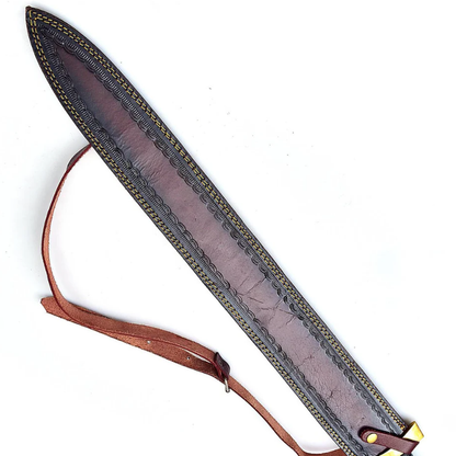 Damascus Sword, Handmade Damascus Steel Battle Sword, Viking Sword with Leather Sheath