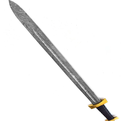 Damascus Sword, Handmade Damascus Steel Battle Sword, Viking Sword with Leather Sheath