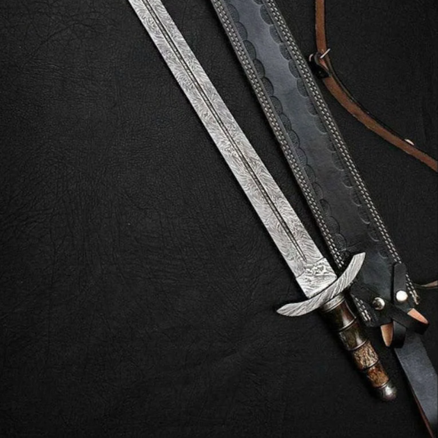 Damascus Steel Swords, Hunting Swords, Double Edges, Battle Ready Sword