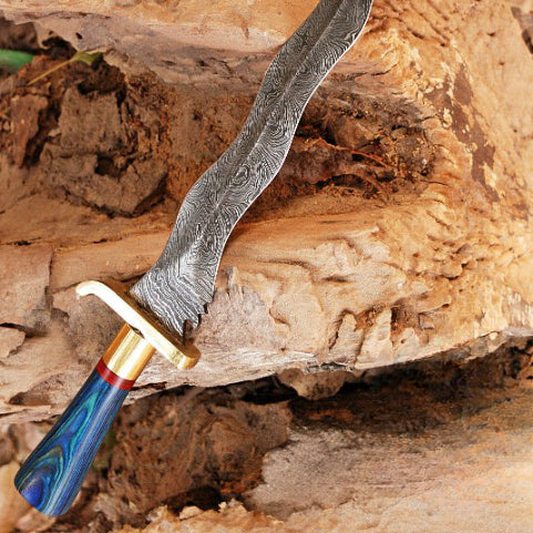 Hand Forged Damascus Steel Dagger Double Edge Sword For Warrior