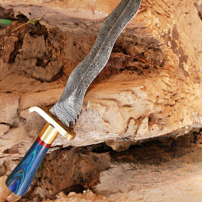 Hand Forged Damascus Steel Dagger Double Edge Sword For Warrior