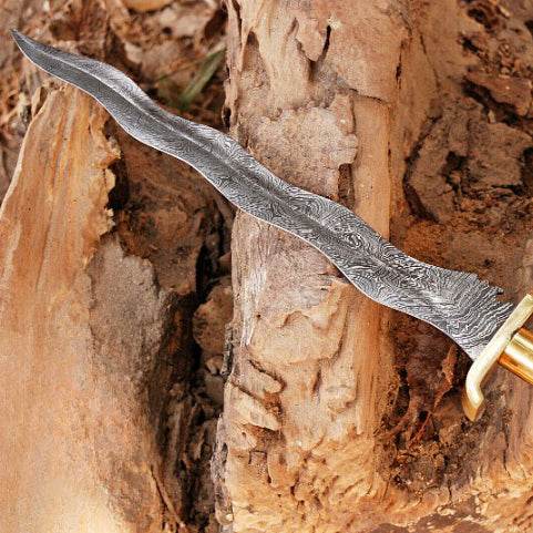 Hand Forged Damascus Steel Dagger Double Edge Sword For Warrior