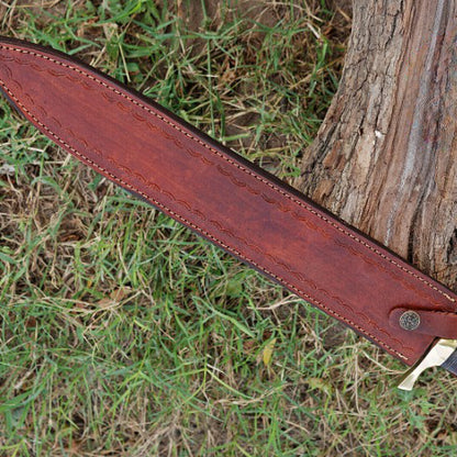 Dagger Double Edge Hand Forged Sword With Camel Bone And Brass Guard Handle