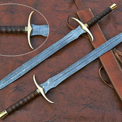 Collectible Swords 32 Inch Damascus Steel Viking Sword, Battle Ready One Handed Sword
