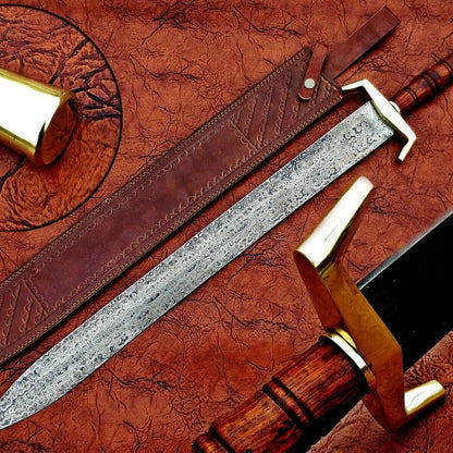 Damascus Steel Combat Sword – 31-Inch Handcrafted Viking Blade