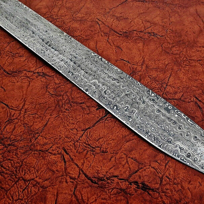 Damascus Steel Combat Sword – 31-Inch Handcrafted Viking Blade