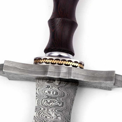 30 Inch Templar Sword Combat Damascus Steel Viking Sword Hand Forged