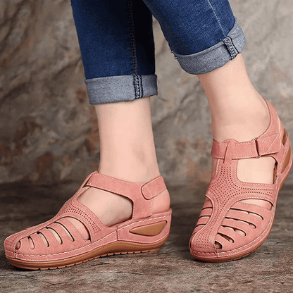 Vintage Soft PU Leather Closed Toe Women's Anti-Slip Sandals - Perfect Gift