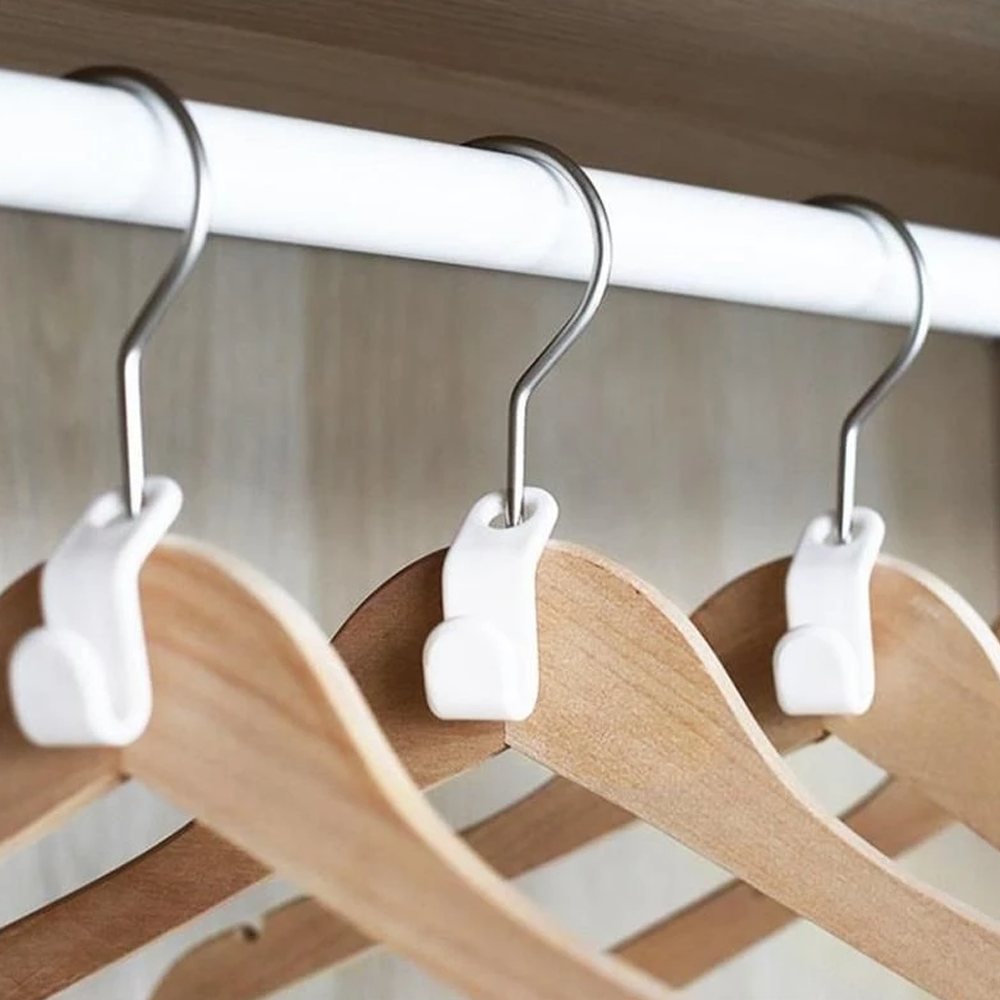 Space-Saving Clothes Hanger Connector Hooks