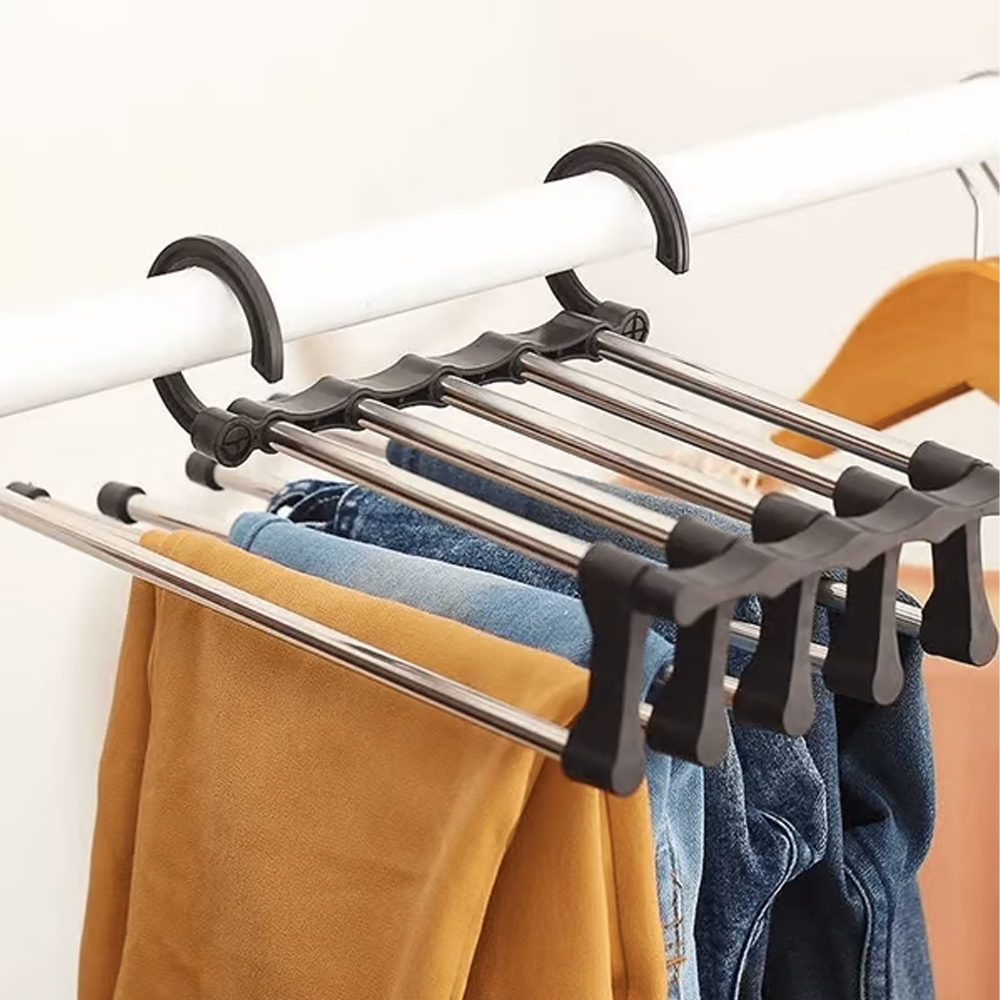 Hanger Organizer for Closet | 5 In 1 Magic Trouser Rack Hangers | Multi-Functional Pants Towel Rack Shelves