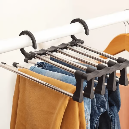 Hanger Organizer for Closet | 5 In 1 Magic Trouser Rack Hangers | Multi-Functional Pants Towel Rack Shelves