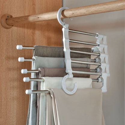 Hanger Organizer for Closet | 5 In 1 Magic Trouser Rack Hangers | Multi-Functional Pants Towel Rack Shelves
