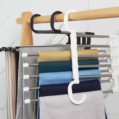 Hanger Organizer for Closet | 5 In 1 Magic Trouser Rack Hangers | Multi-Functional Pants Towel Rack Shelves