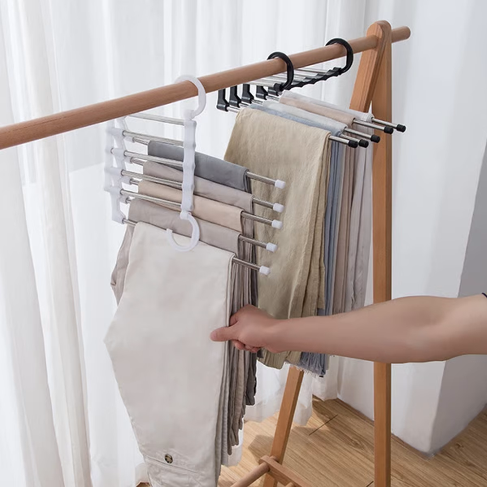 Hanger Organizer for Closet | 5 In 1 Magic Trouser Rack Hangers | Multi-Functional Pants Towel Rack Shelves