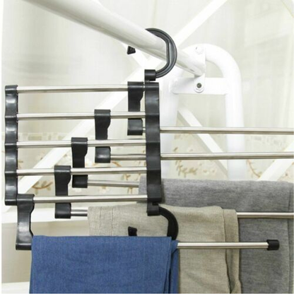 Hanger Organizer for Closet | 5 In 1 Magic Trouser Rack Hangers | Multi-Functional Pants Towel Rack Shelves