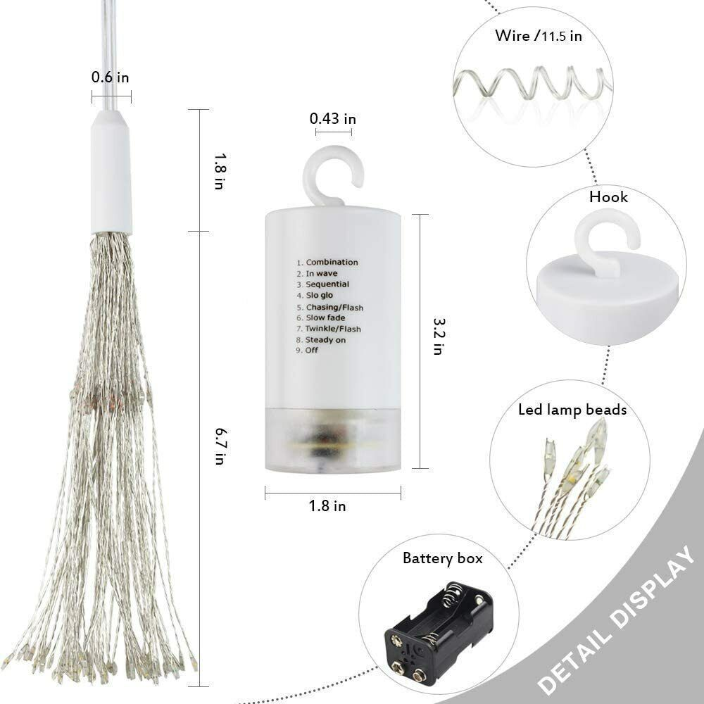 Sparkling 8-Mode Firework Lights: 150 Lights & 8 Adjustable Brightness Levels