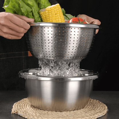Multifunctional Stainless Steel Drain Basket | Vegetable Slicer Grater For Kitchen| 3 In 1 Cheese Grater Drain Basin