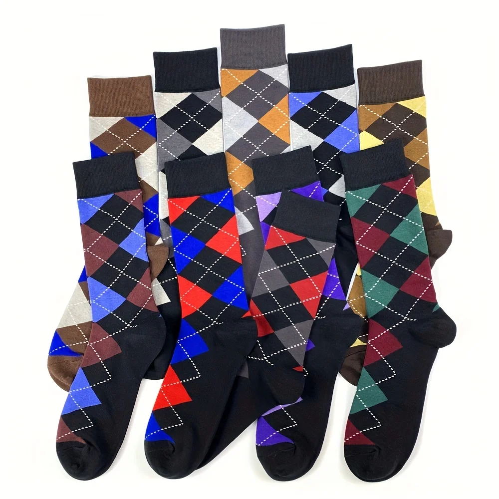 Men's Socks Soft and breathable High Quality Cotton black Classic pattern Happy Gentleman Plus Size Mens dress