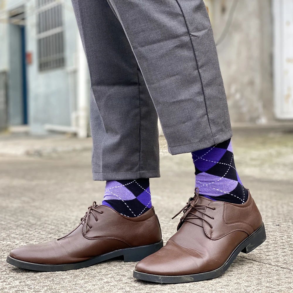 Men's Socks Soft and breathable High Quality Cotton black Classic pattern Happy Gentleman Plus Size Mens dress