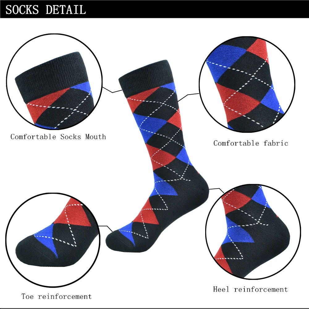 Men's Socks Soft and breathable High Quality Cotton black Classic pattern Happy Gentleman Plus Size Mens dress