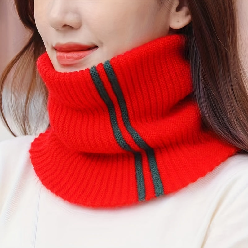 Knitted Striped Geometric Scarf Autumn And Winter Warm Infinity Scarf Crochet Scarf - New Dress