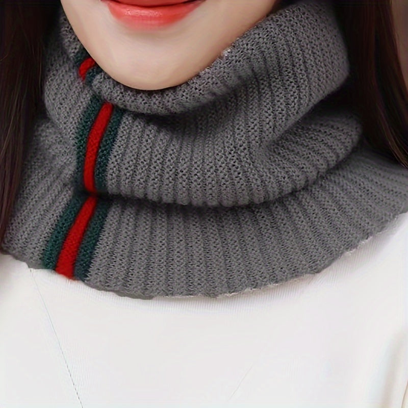 Knitted Striped Geometric Scarf Autumn And Winter Warm Infinity Scarf Crochet Scarf - New Dress