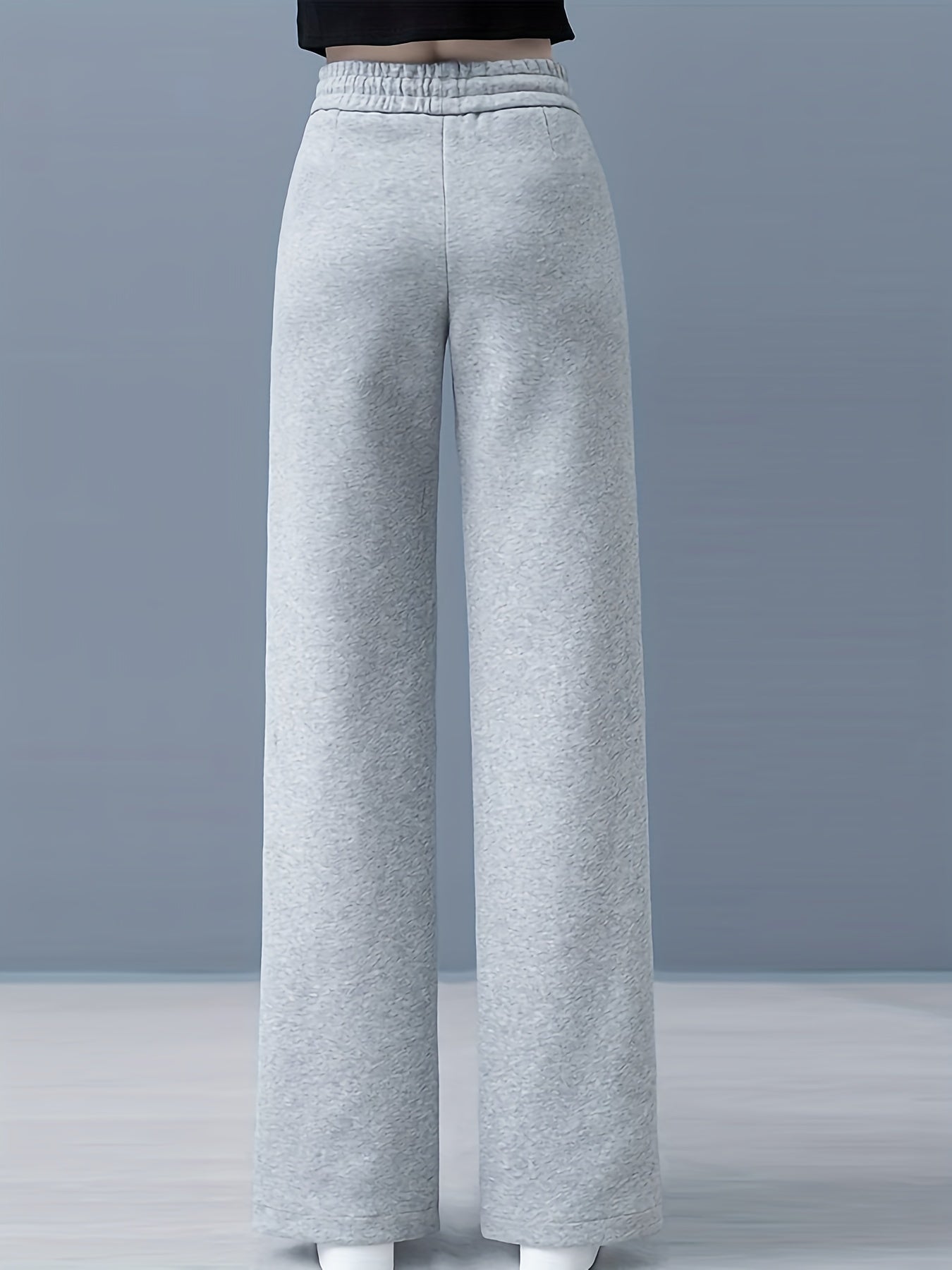 Solid Drawstring Straight Leg Sweatpants - Casual High Waist Loose Pants - Women's Clothing