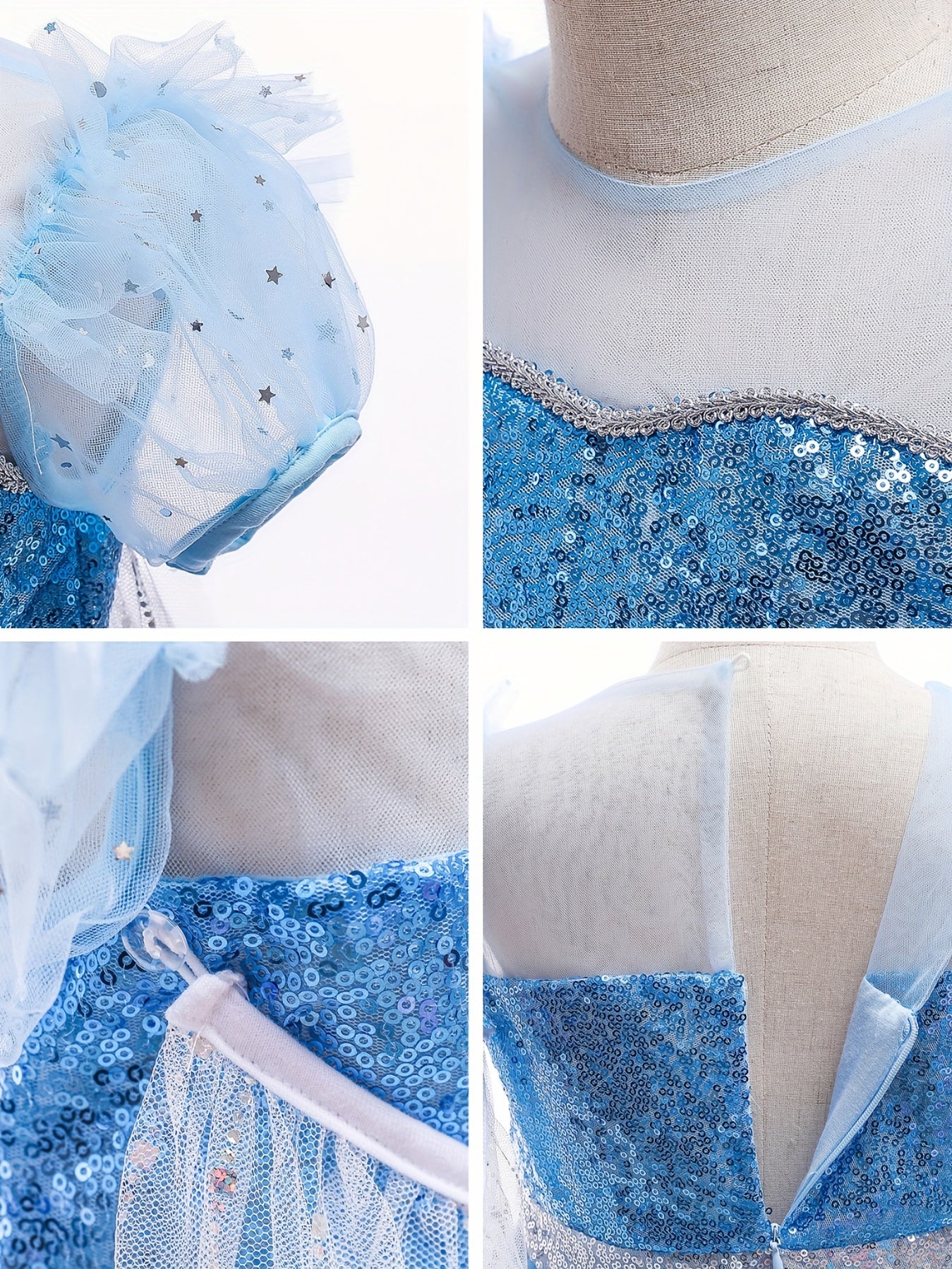 Girl's Princess LED Dress - Sequin Decor Puff Sleeve Tulle Dress - Fairy Tale Character Cosplay Costume