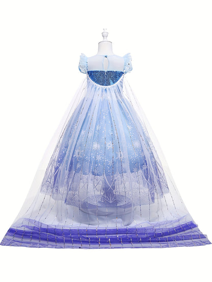 Girl's Princess LED Dress - Sequin Decor Puff Sleeve Tulle Dress - Fairy Tale Character Cosplay Costume