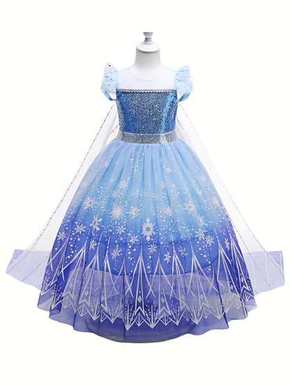 Girl's Princess LED Dress - Sequin Decor Puff Sleeve Tulle Dress - Fairy Tale Character Cosplay Costume