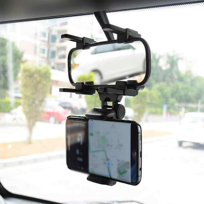 360° Rear View Mirror Phone Holder – Multifunctional Car Phone Mount for Secure & Adjustable Viewing