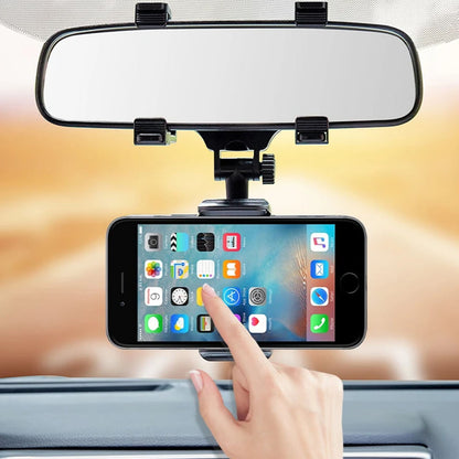 360° Rear View Mirror Phone Holder – Multifunctional Car Phone Mount for Secure & Adjustable Viewing