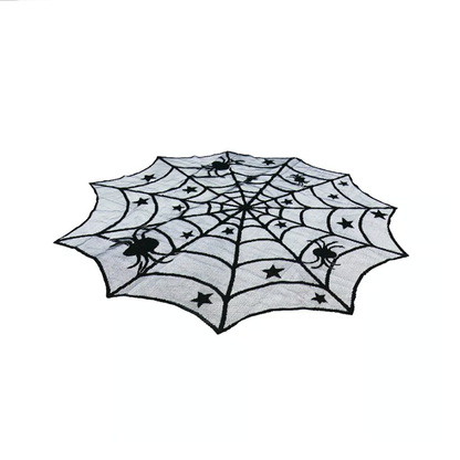 Black Lace Spiderweb Table Runner For Halloween
