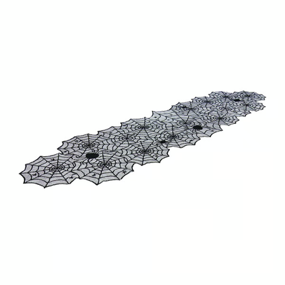 Black Lace Spiderweb Table Runner For Halloween