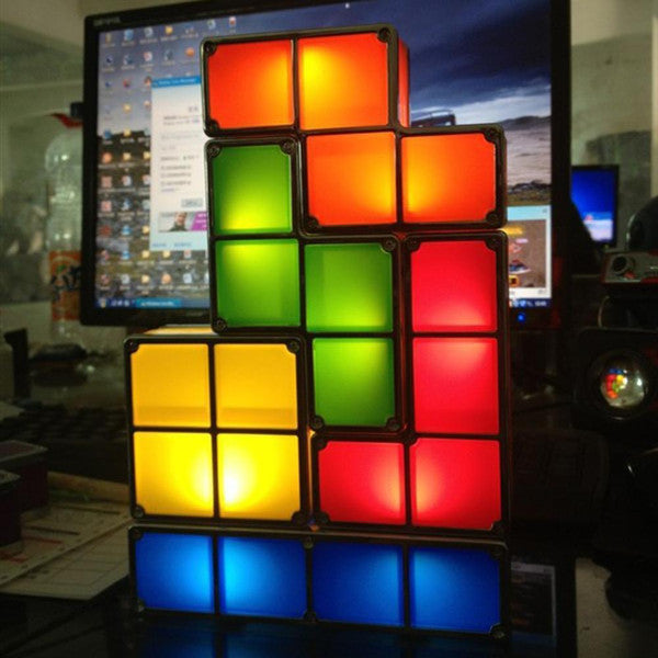 Retro Tetris Gamer Lamp – Cool Gaming Lighting for Home & Office, Great Gift for Birthday