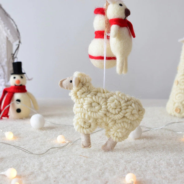 Handmade Felt Sheep Ornament - Adorable Christmas Sheep Decoration