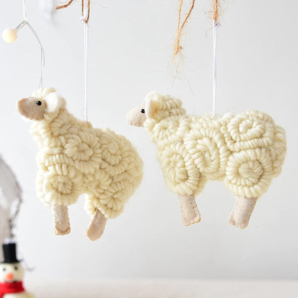 Handmade Felt Sheep Ornament - Adorable Christmas Sheep Decoration
