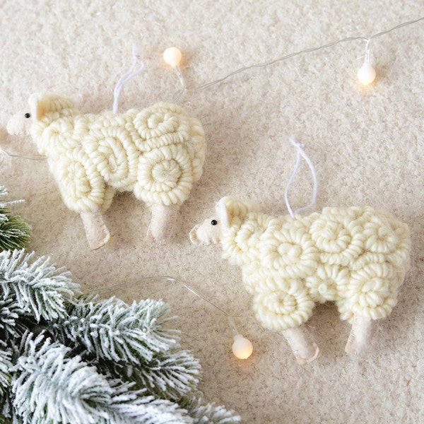 Handmade Felt Sheep Ornament - Adorable Christmas Sheep Decoration