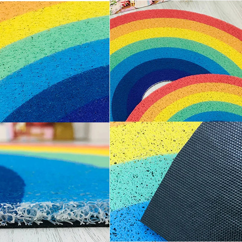 Water-resistant PVC Rainbow Floor Doormat With Anti-slip Back, 2 Sizes