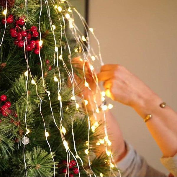 LED Cascade Waterfall String Lights, Outdoor Twinkle Lights for Trees & Gardens