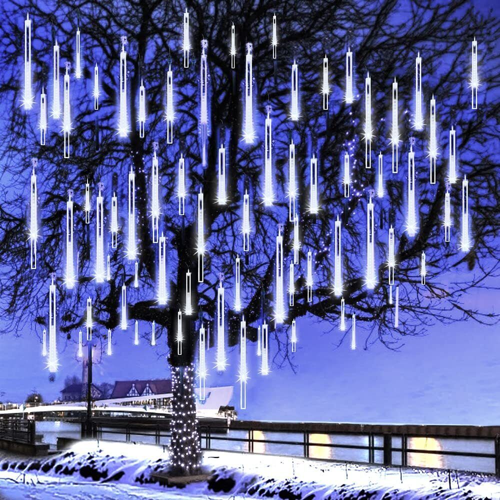 LED Dripping Icicle Lights for Outdoor Christmas Decor (8-Piece Set), Perfect for Christmas, Christmas Gift Ideas