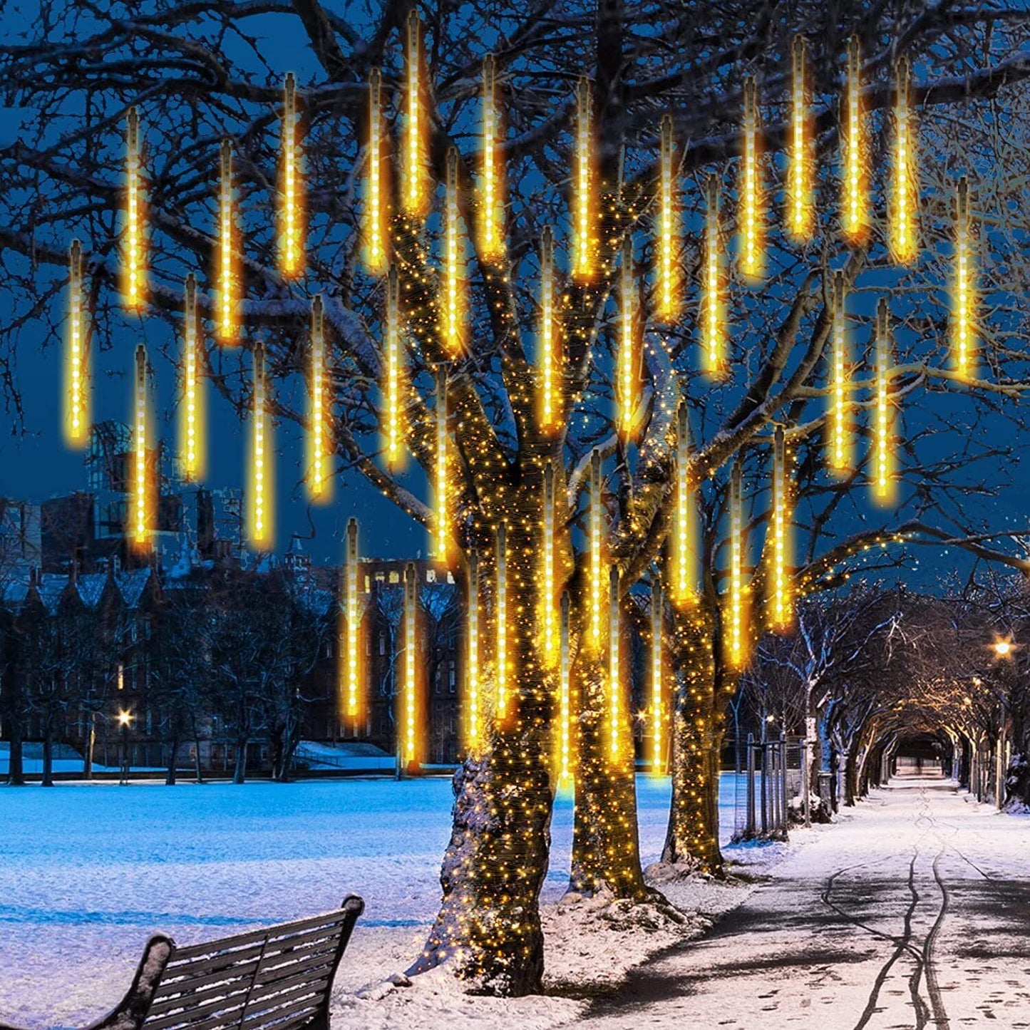 LED Dripping Icicle Lights for Outdoor Christmas Decor (8-Piece Set), Perfect for Christmas, Christmas Gift Ideas
