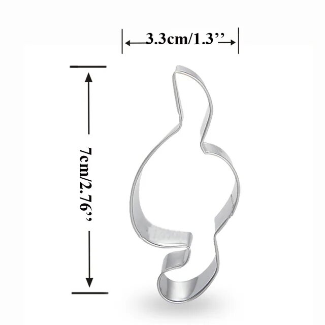 Food Grade Stainless Steel Musical Notes Cookie & Fondant Cutter