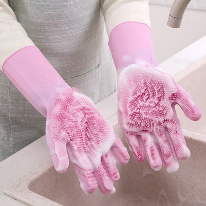Magic Silicone Dishwashing Gloves - Reusable Cleaning Gloves