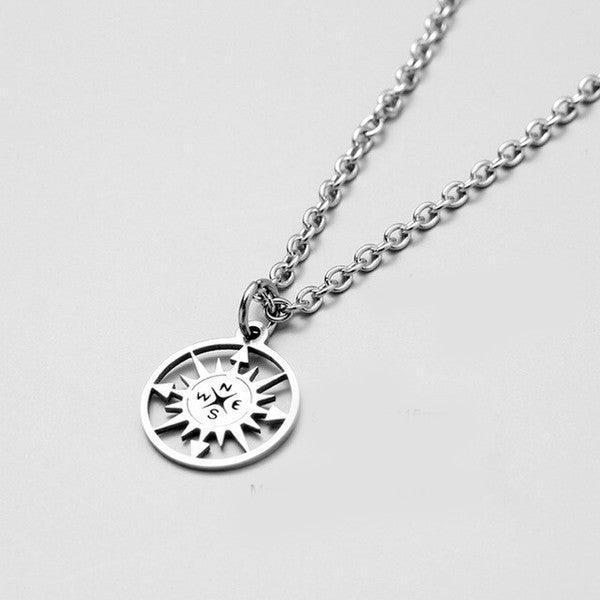 Silver Compass Necklace For Women & Men